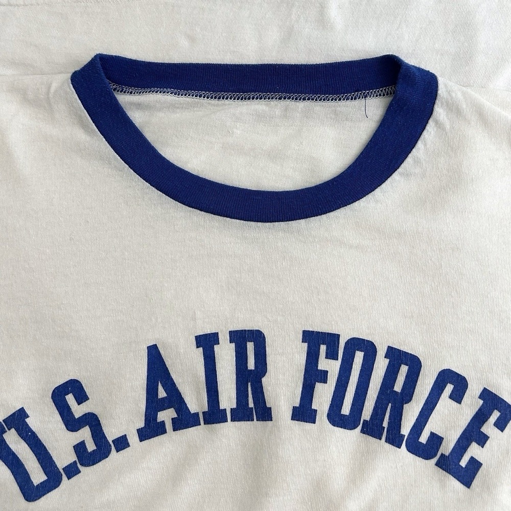 VINTAGE 70s USAF US Air Force Military USGI Ringer Tee Small Unisex Mens‎ Womens
